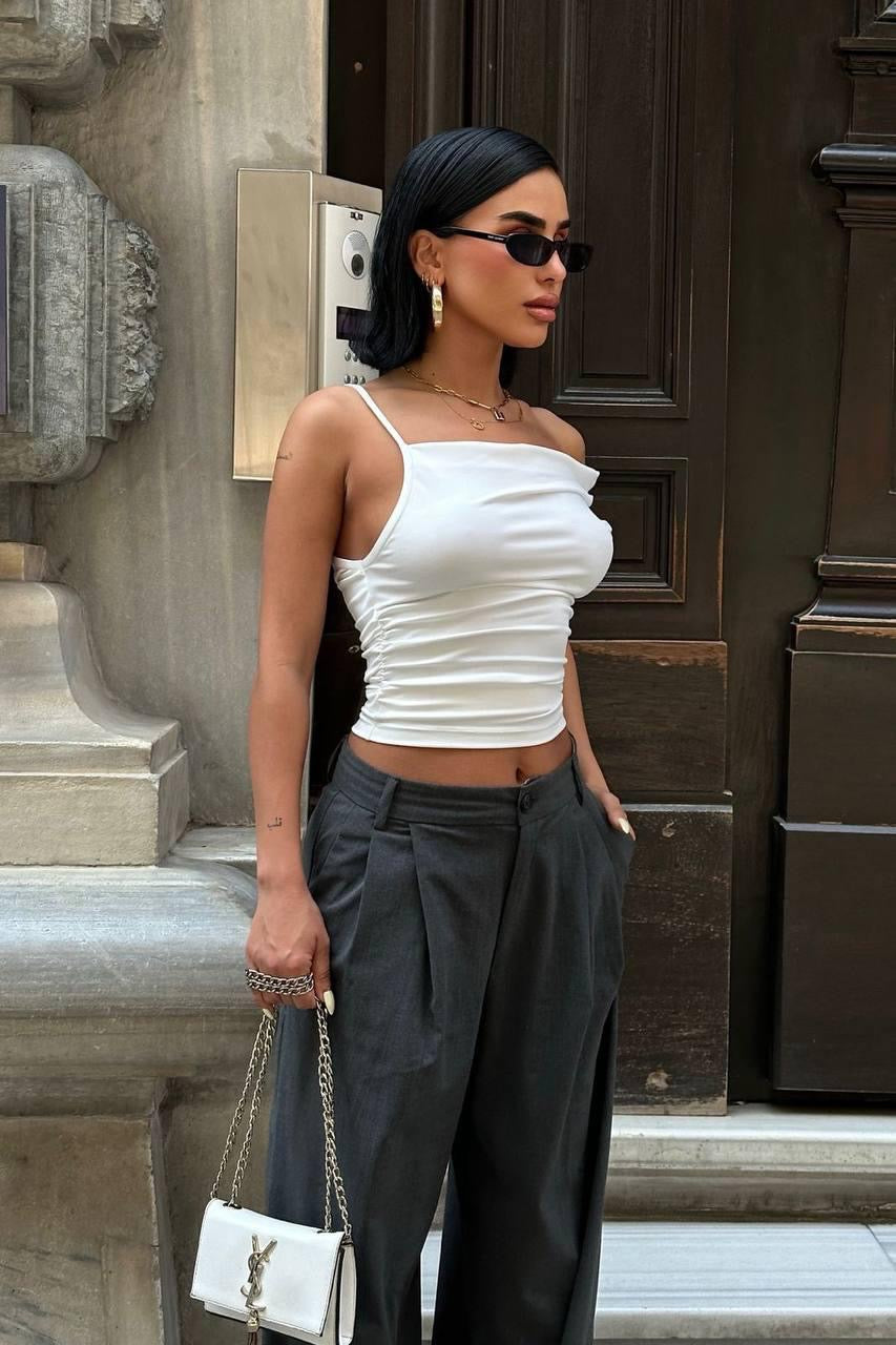 Sculpted Side Top in White