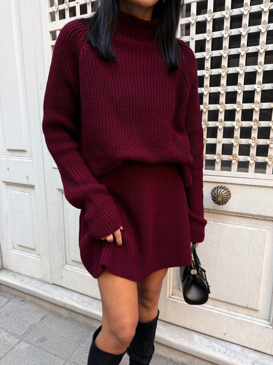 Maroon Set (Pullover+Skirt)