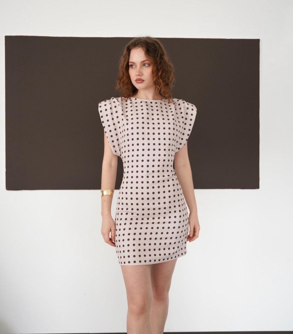 Puff Polka Dress - Cream