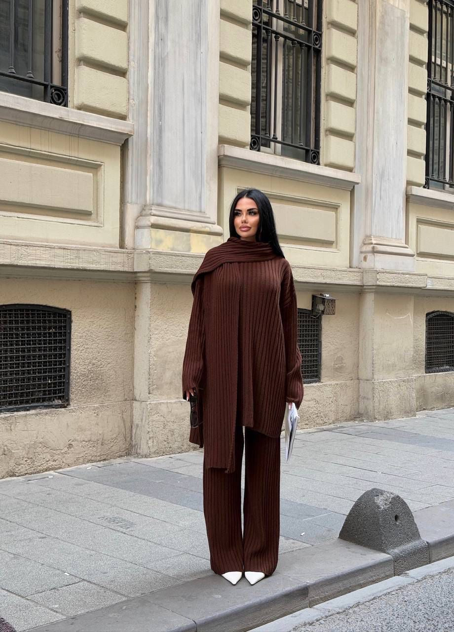 Espresso Set (Pullover,pants and scarf)