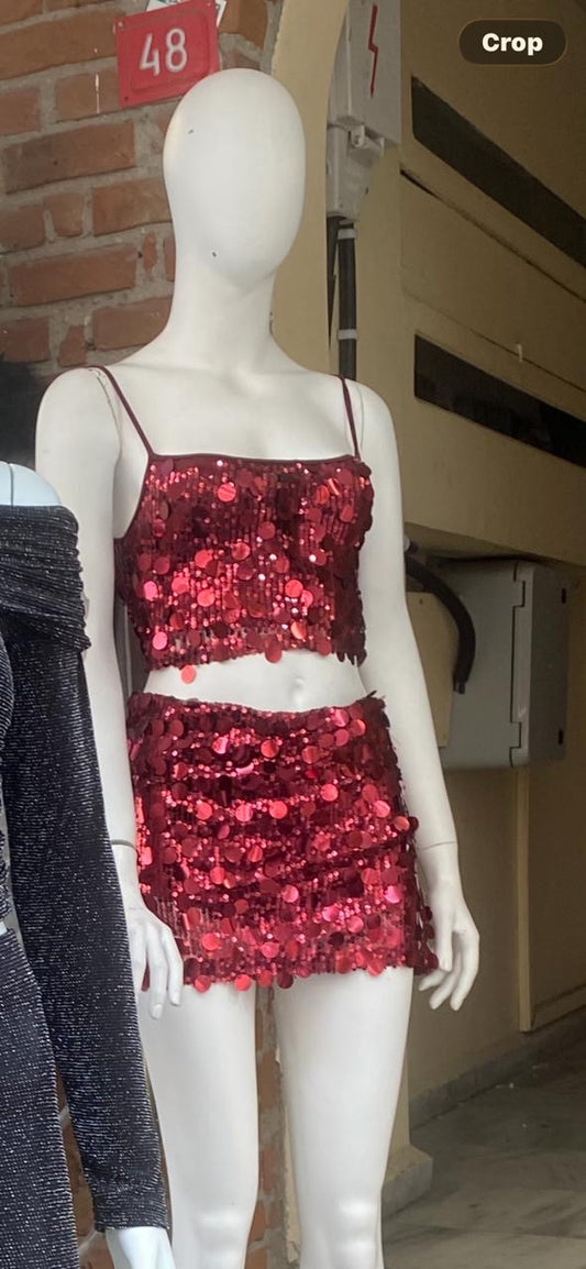 Blingy Red Skirt