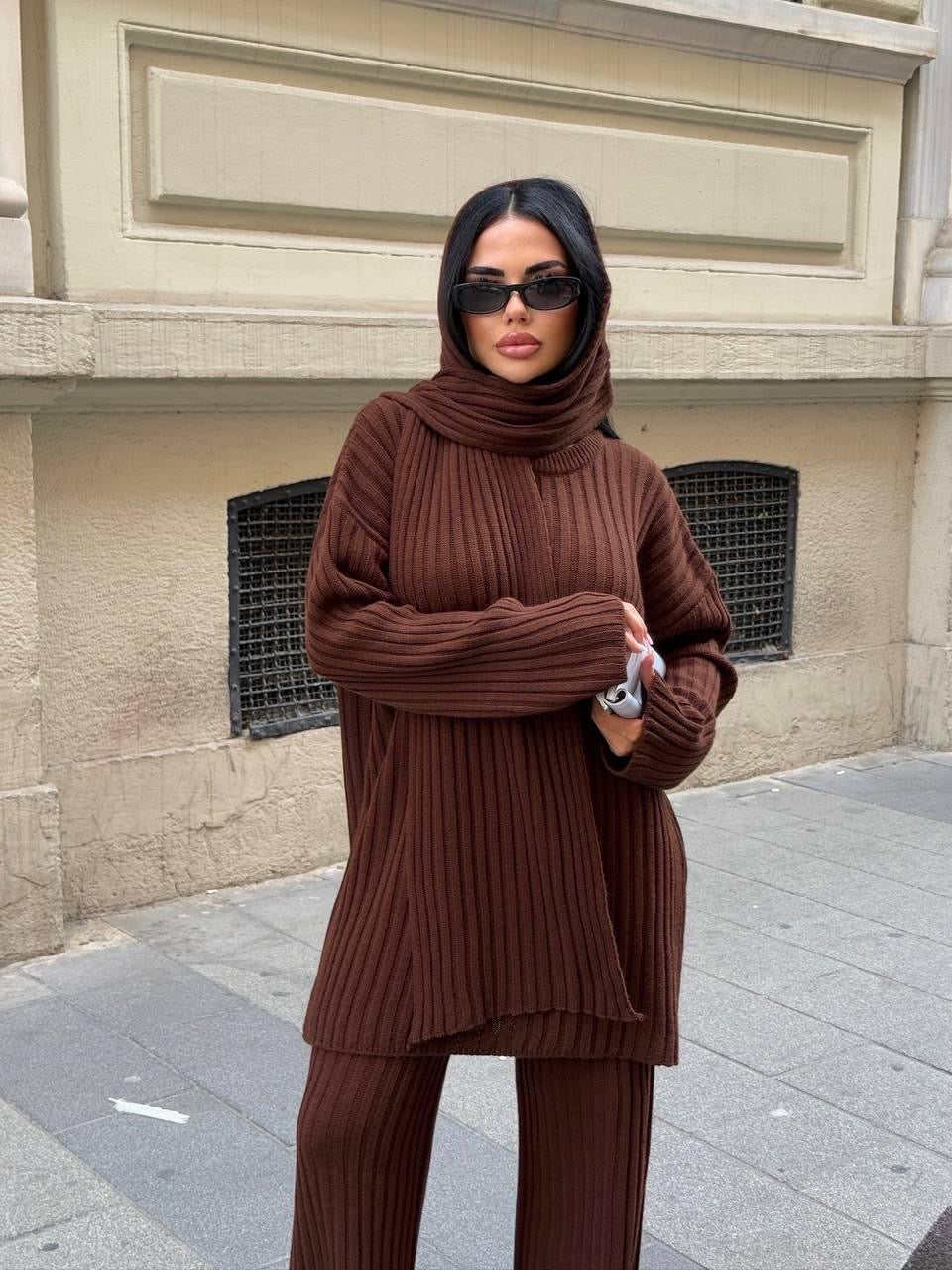 Espresso Set (Pullover,pants and scarf)