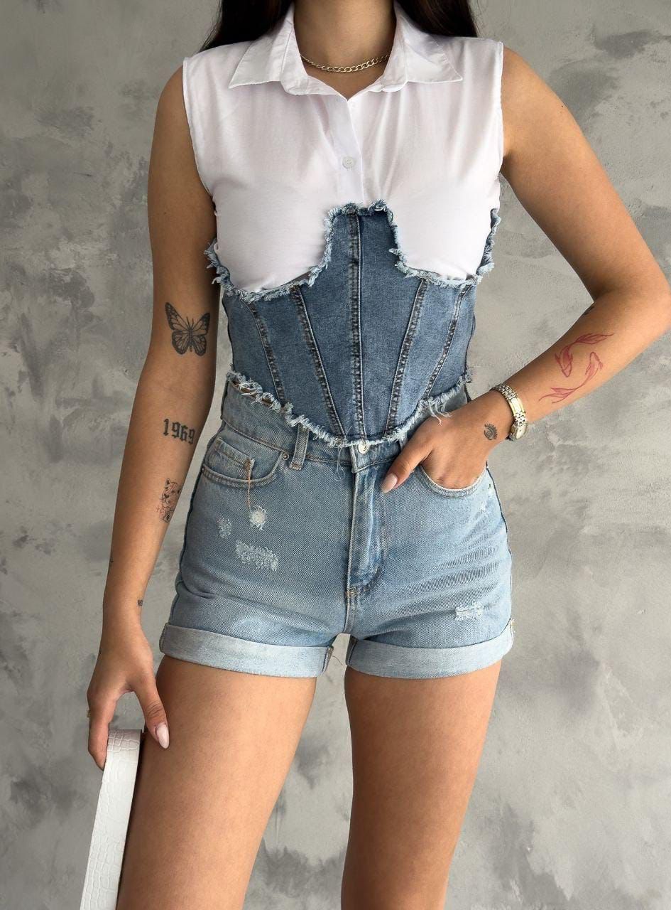 Denim Overlay Top