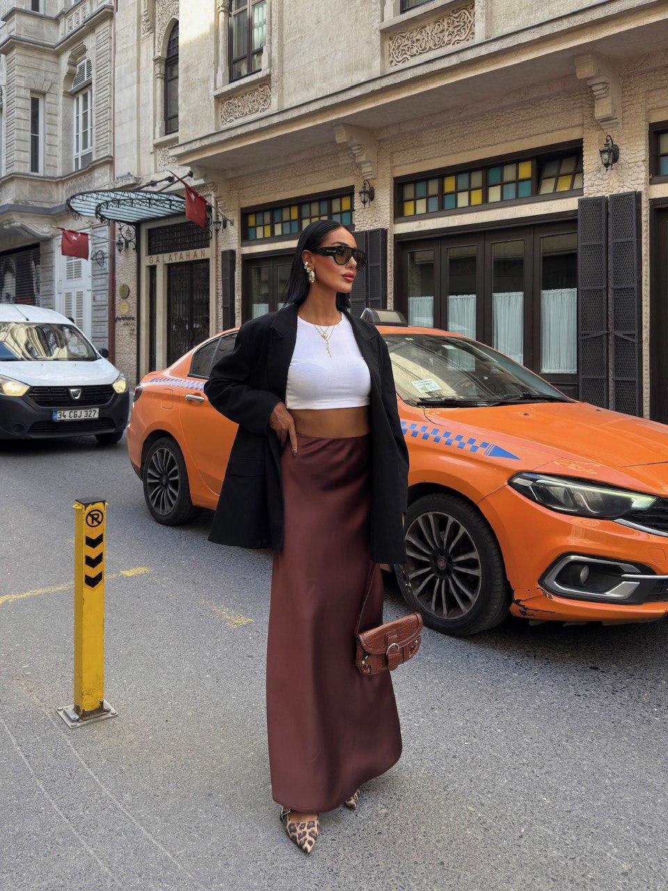 Sandstone Satin Skirt
