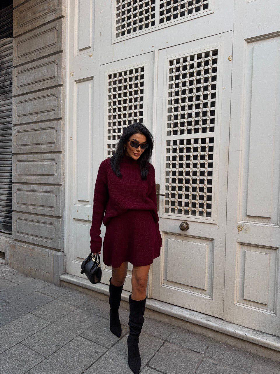 Maroon Set (Pullover+Skirt)
