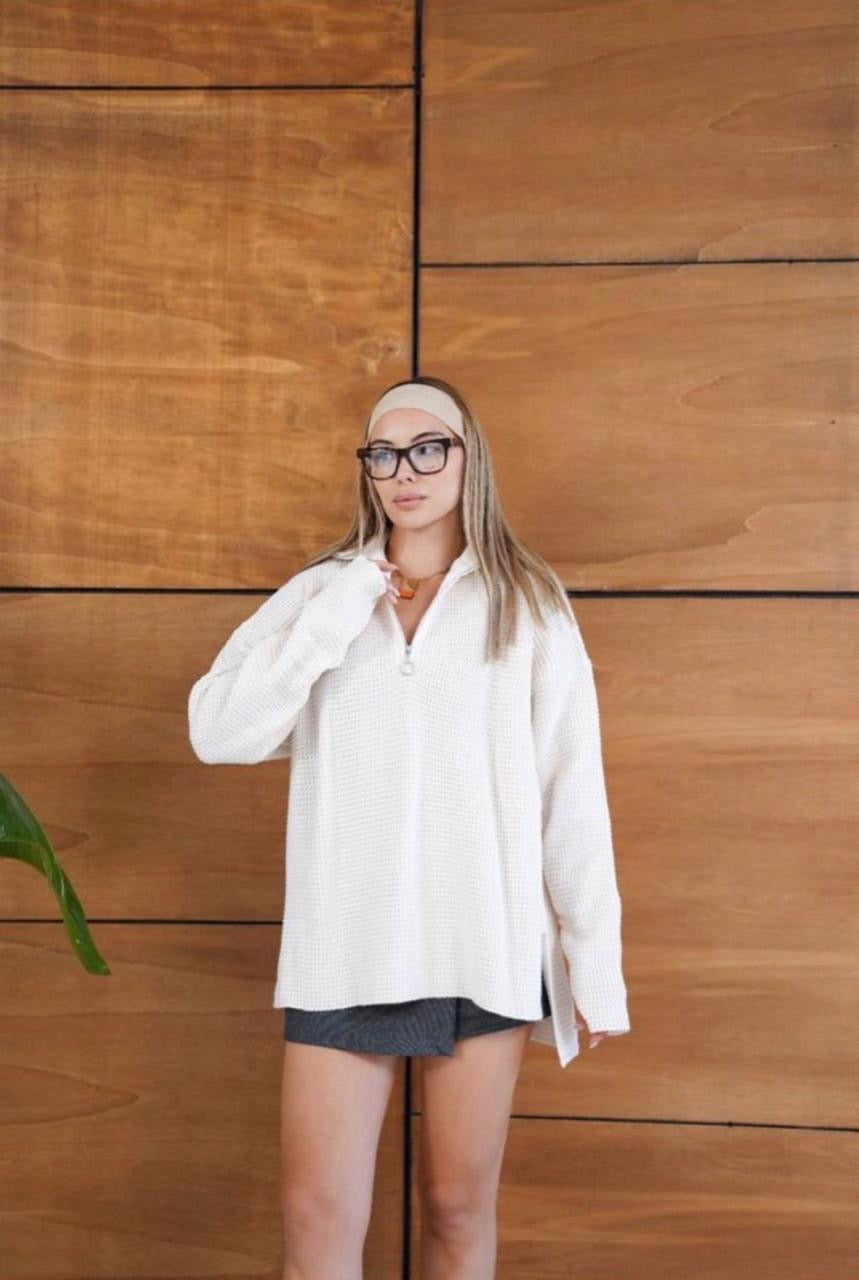 Zip up Sweater in Offwhite