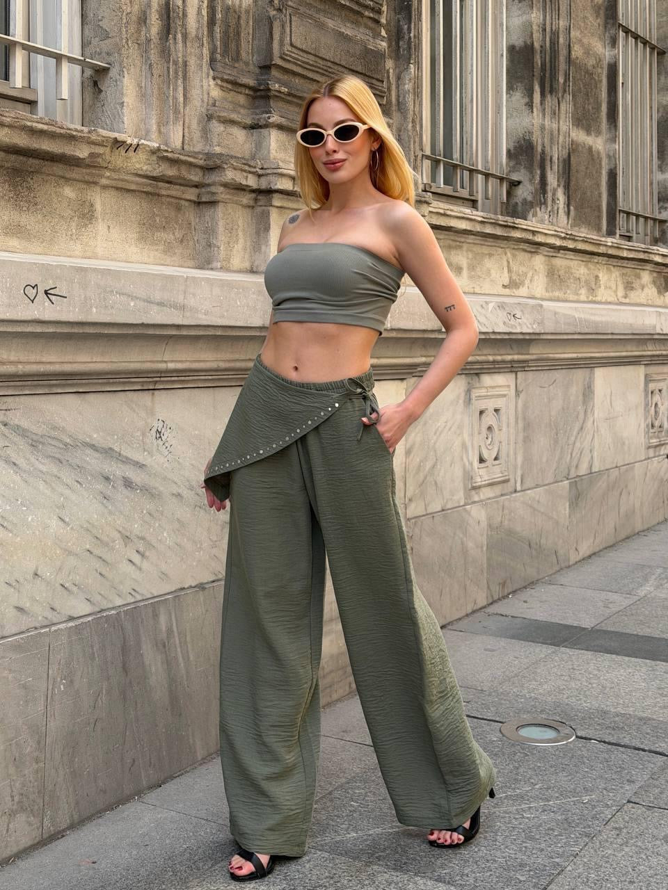 Crossover Pants in Olive