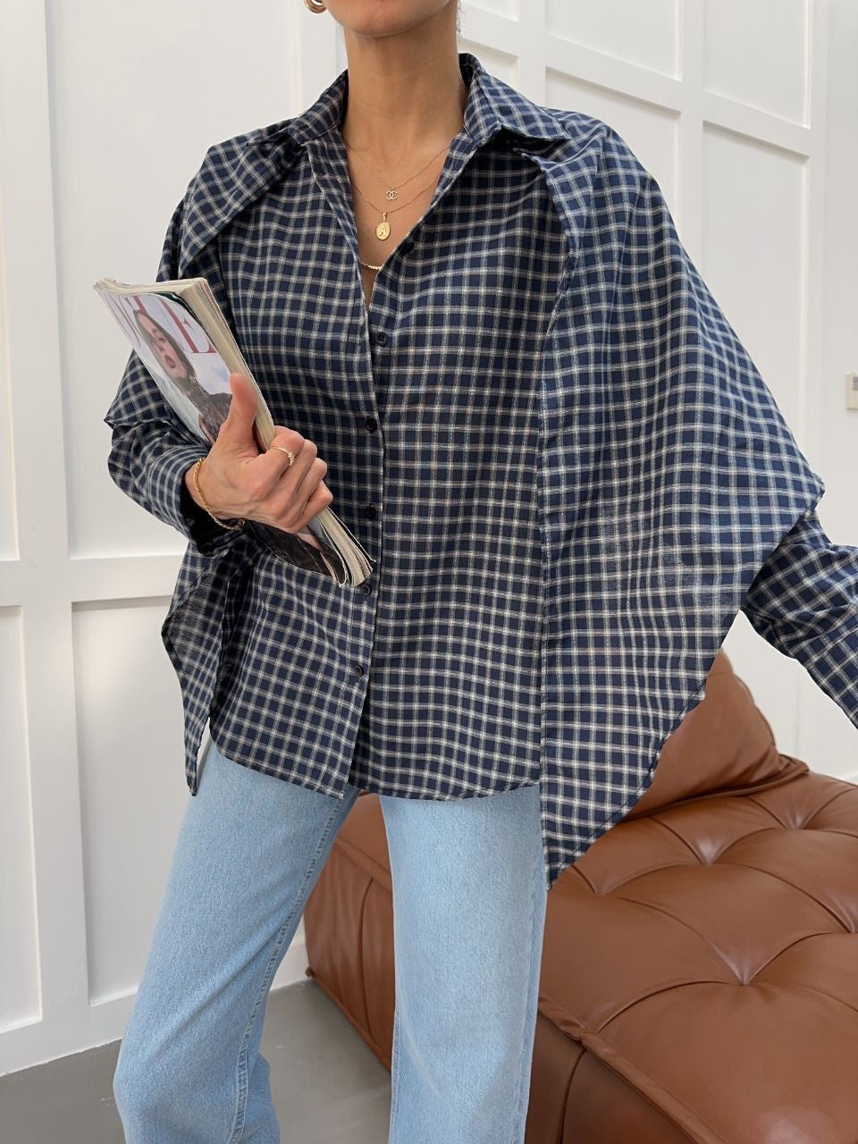 Milos Shirt - Blue + Brown