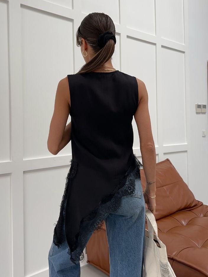 Lace Vest - Black