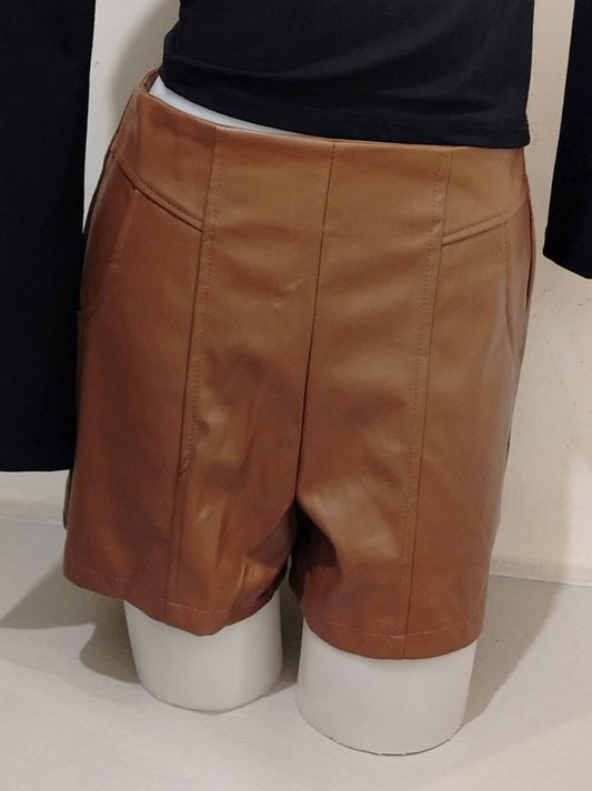 Leather Shorts in Brown
