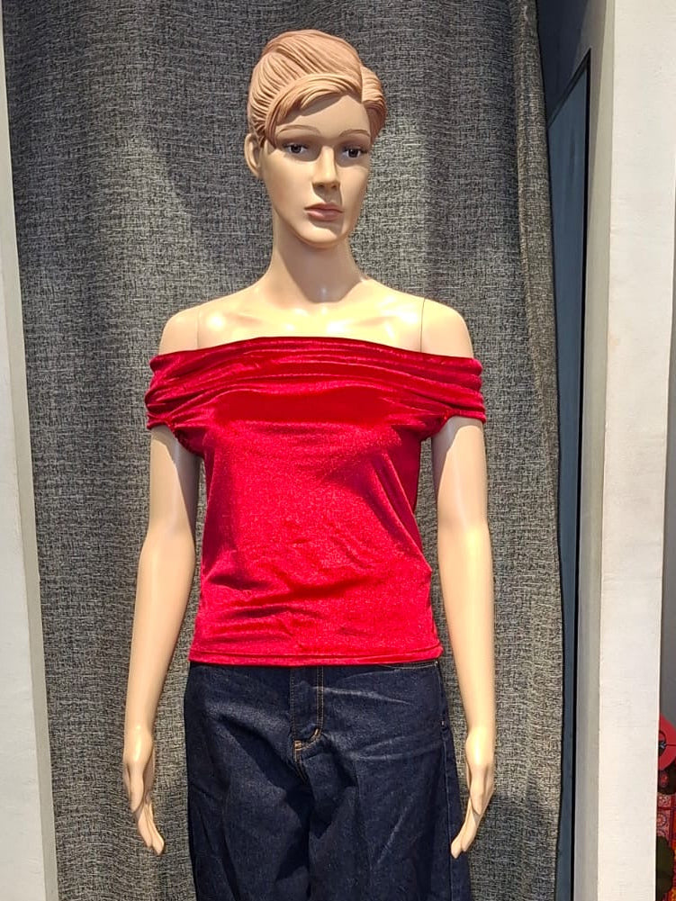 Off-Shoulder Top in Red