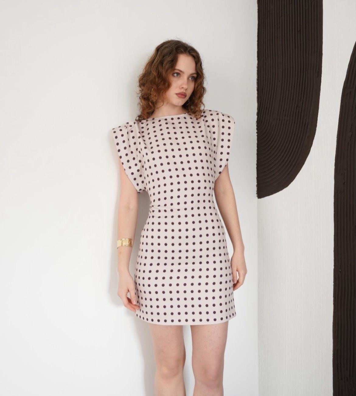 Puff Polka Dress - Cream