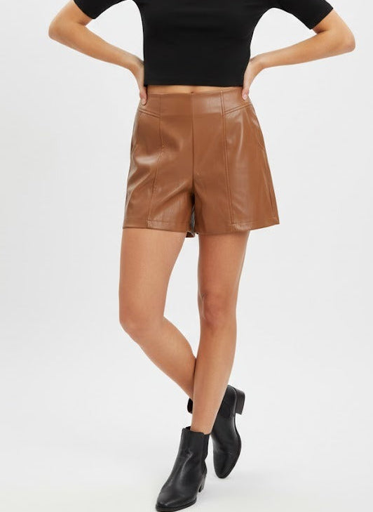 Leather Shorts in Brown