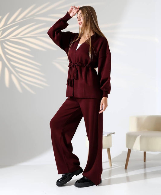 Plum Set (Cardigan + Pants)