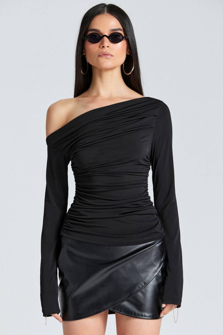 Draped One-Shoulder Top